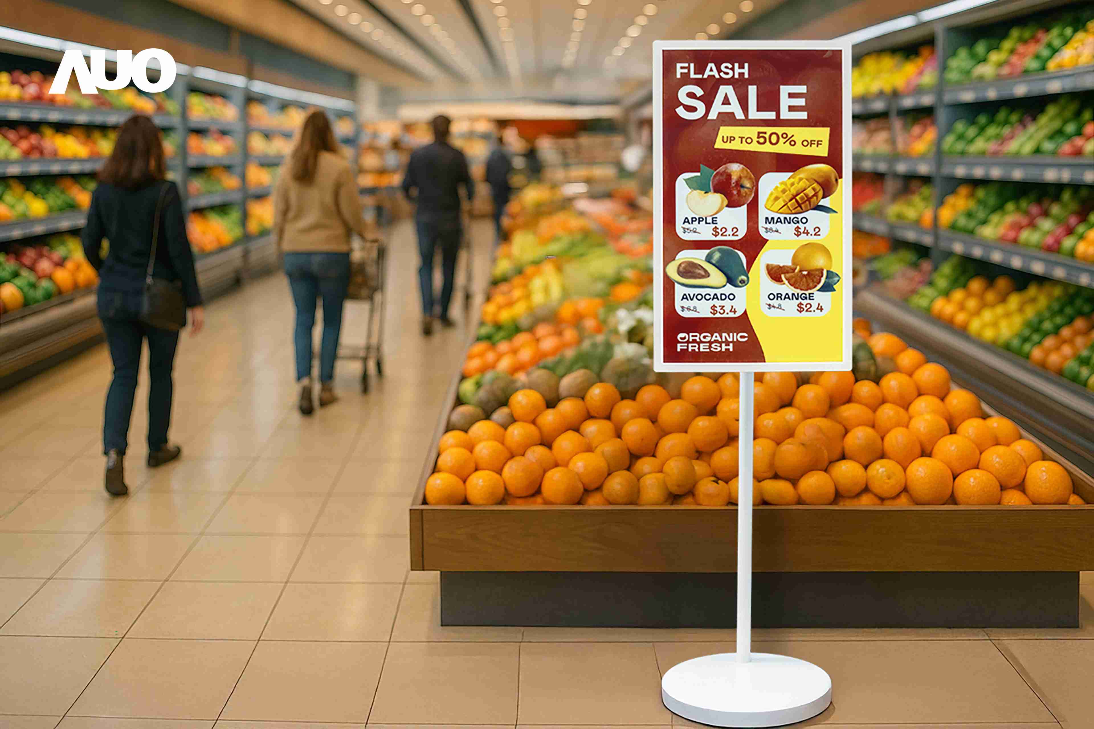 达擎首亮相低功耗、、、、全彩的〝aecoPost电子纸解决方案〞，，仅在更新画面时需要微量的电力驱动，，，，无需布建电线的便捷设计，，，使其可灵活应用、、随意置放，，并可透过云端或行动装置app，，，，轻松管理及排程广告内容，，晋升店头营销利器。。